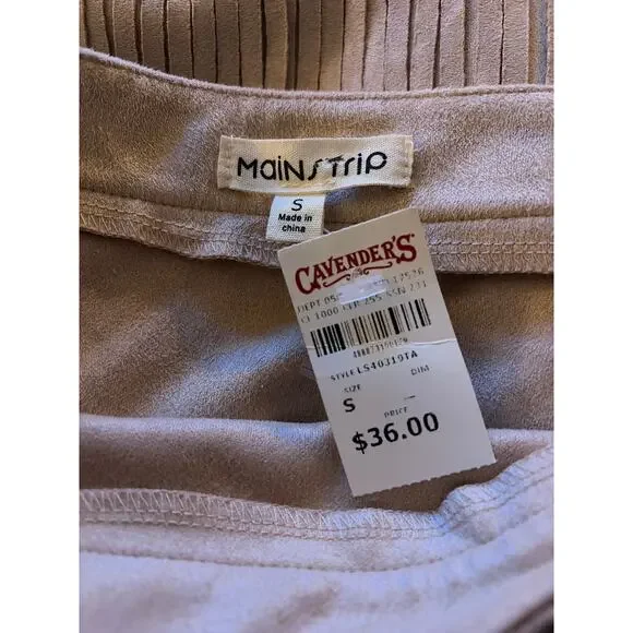 Cavender's Taupe Fringed Mini Skirt size Small New - Picture 3 of 9